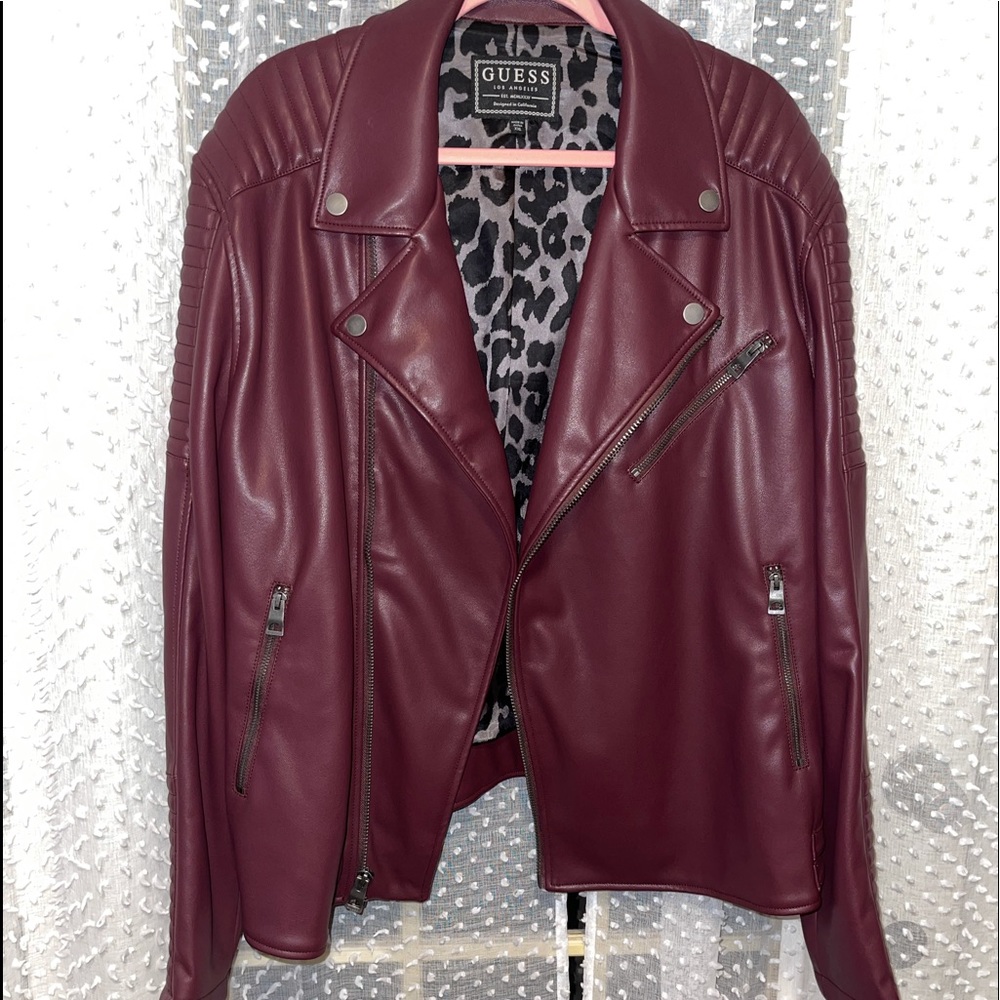 Guess wine color Faux leather jacket XXL
